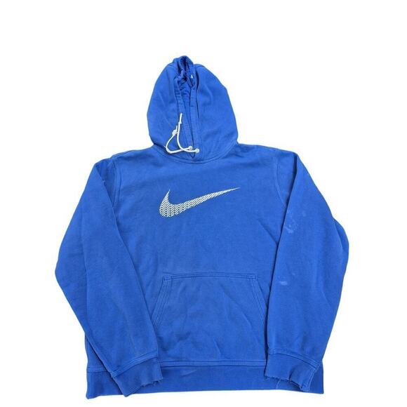 VTG Nike Hoodie Men's L Blue Center Swoosh Pullover Sweatshirt Blue Tag - Picture 1 of 9